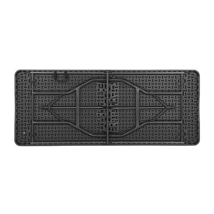 Mesa plegable para 8 personas 180x74x73,5 cm - Acero y polietileno de alta densidad, imitación resina tejida - Negro 1 Mesa plegable para 8 personas 180x74x73,5 cm - Acero y polietileno de alta densidad, imitación resina tejida - Negro 1
