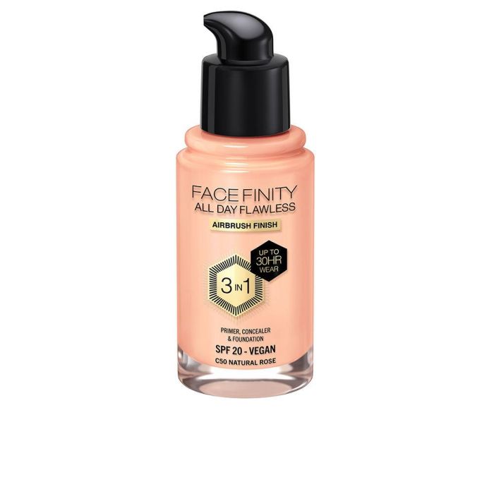 Max Factor Facefinity All Day Flawless 3 In 1 Base Maquillaje Prebase Corrector #C50-Natural Rose 30 ml Max Factor Facefinity All Day Flawless 3 In 1 Base Maquillaje Prebase Corrector #C50-Natural Rose 30 ml