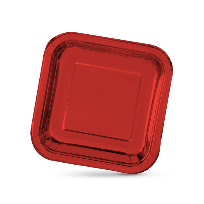 Set de 10 platos de cartón rojo cuadrados 23 cm Algon (18 Cajas) 1 Set de 10 platos de cartón rojo cuadrados 23 cm Algon (18 Cajas) 1