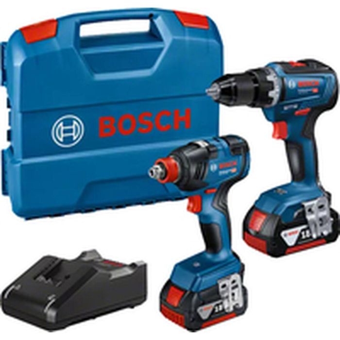 Bosch Professional Kit Combo 2 Herramientas 18V: Atornillador de Impacto GDX 18V-200, Taladro GSR 18V-55, 2 Baterías 4.0Ah y Cargador 1