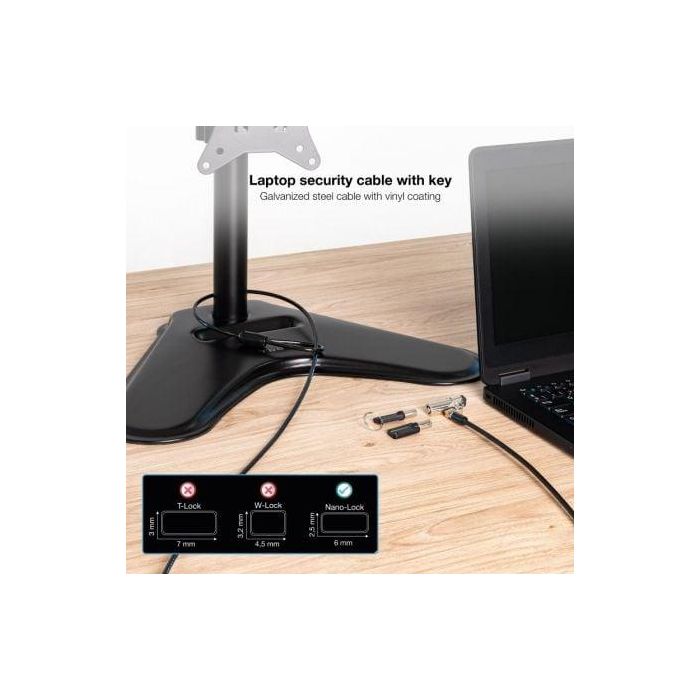 TOOQ Cable de Seguridad Tipo NANO con Llave para Portatiles 1.5 metros, Gris Oscuro 4 TOOQ Cable de Seguridad Tipo NANO con Llave para Portatiles 1.5 metros, Gris Oscuro 4
