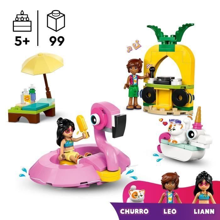 LEGO 42658 Set de Construcción LEGO Friends Fiesta Piscina con Flamenco y Unicornio, Incluye 2 Flotadores, Minifiguras y Gato, +5 años 1