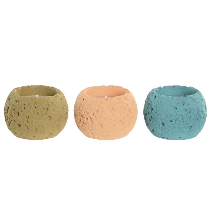 DKD Home Decor Vela Verde Azul Cemento Coco 9 x 7 x 9 cm (6 Unidades)