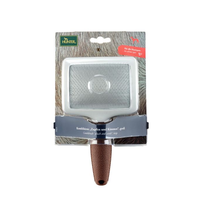 Hunter Cepillo Combinado para Cardar y Peinar L Marrón para Perros y Gatos 1