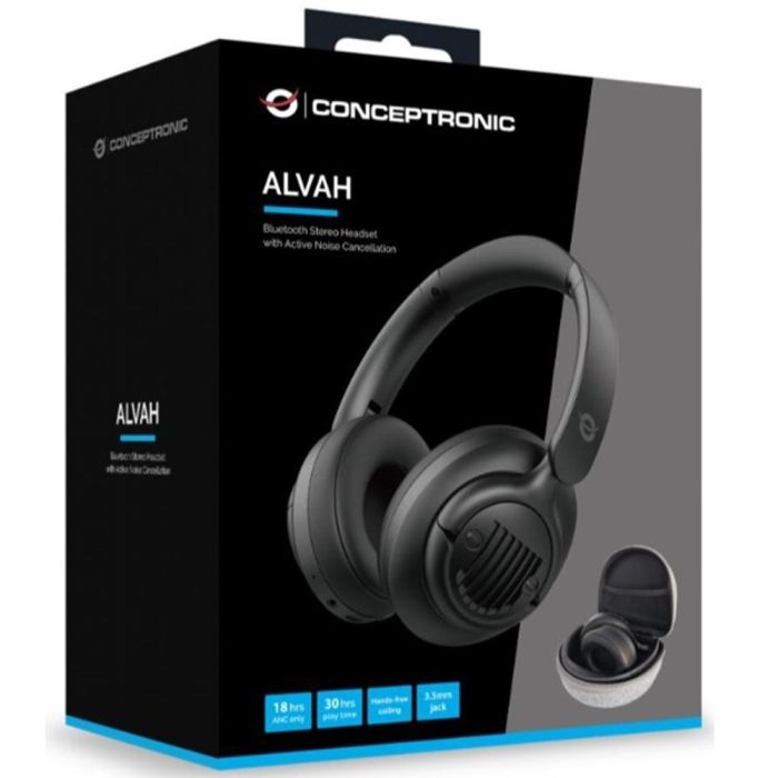 Conceptronic Alvah02B Auriculares Inalámbricos con Cancelación de Ruido, Bluetooth 5.4, 30h Batería, Negro 2