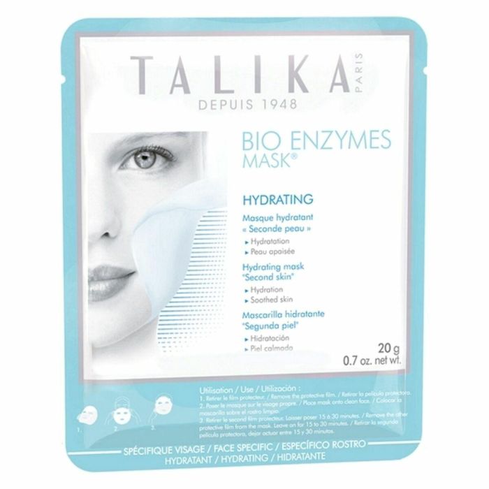 Talika BIO ENZYMES Hydrating Mask - Mascarilla Facial Hidratante Antiarrugas y Antiedad con Ácido Hialurónico y Biocelulosa 20g 0 Talika BIO ENZYMES Hydrating Mask - Mascarilla Facial Hidratante Antiarrugas y Antiedad con Ácido Hialurónico y Biocelulosa 20g 0