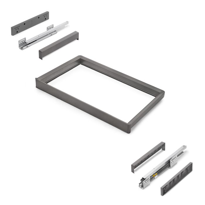 Emuca Bastidor con guías de cierre suave y extracción total para accesorios de armario Quartz, 712-738mm, Aluminio y Plástico, Titanio
