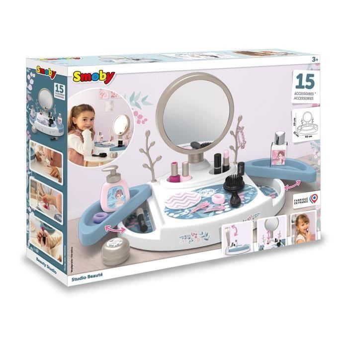 Smoby - My beauty studio - Tocador de sobremesa con espejo basculante y extraíble - 15 accesorios para chupetes - Hecho en Francia 4