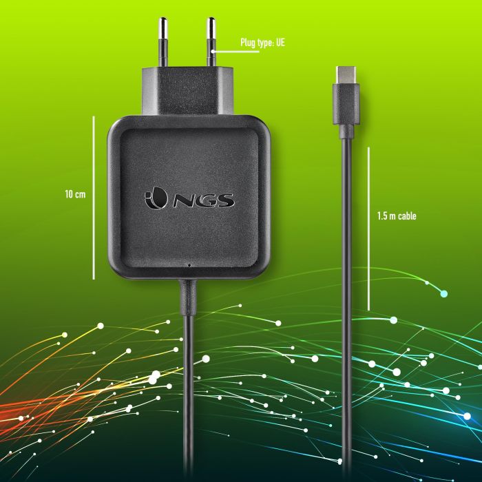 NGS W-45W USB-C Cargador Universal de Pared para Portátil 45W Automático Carga Rápida USB Tipo-C 5V-20V con Cable 1.5M 7 NGS W-45W USB-C Cargador Universal de Pared para Portátil 45W Automático Carga Rápida USB Tipo-C 5V-20V con Cable 1.5M 7