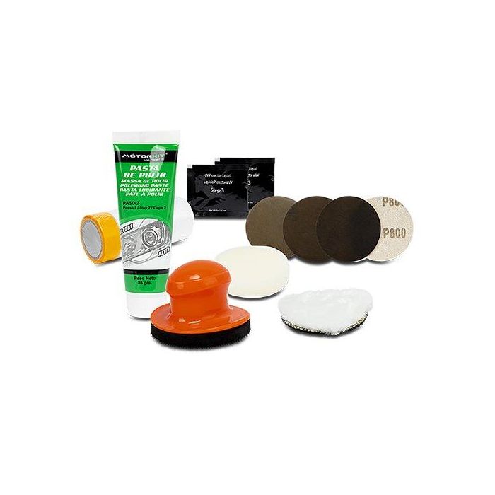 Motorkit Kit Restaurador De Faros CS6 MOT1000 Limpia y Repara Lentes Amarillas y Opacas 1