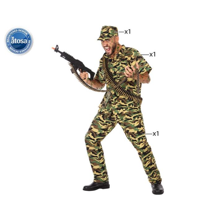 Disfraz Militar Hombre Adulto Camuflaje XS-S