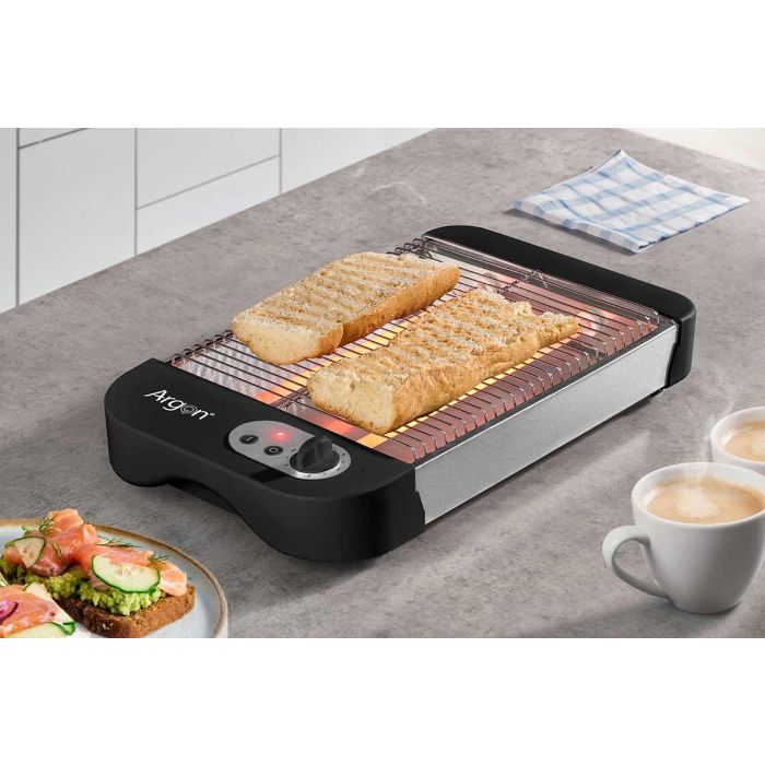 Tostador Plano Negro 600W Argon 35x6.5x21.5 cm (6 Unidades) 2 Tostador Plano Negro 600W Argon 35x6.5x21.5 cm (6 Unidades) 2