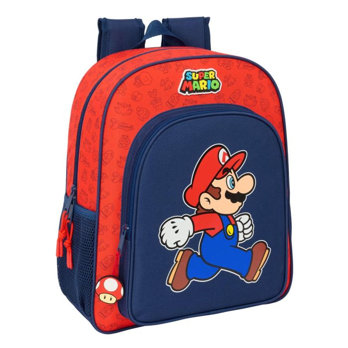 Mochila Escolar Super Mario Trick Rojo Azul oscuro 32 x 38 x 12 cm