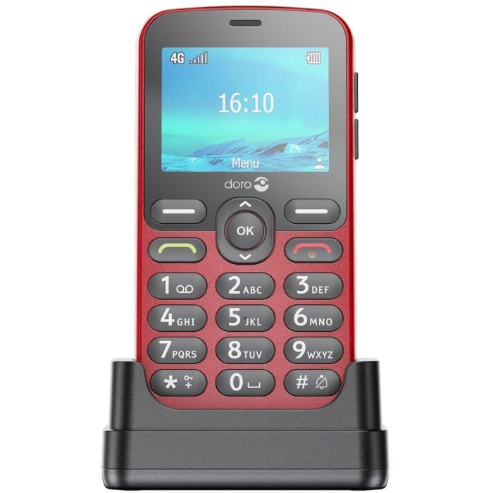 Doro 1880 Teléfono Básico Rojo 4G Libre, Pantalla 2.4", Cámara, Bluetooth 5.0, Linterna, Radio FM, USB-C