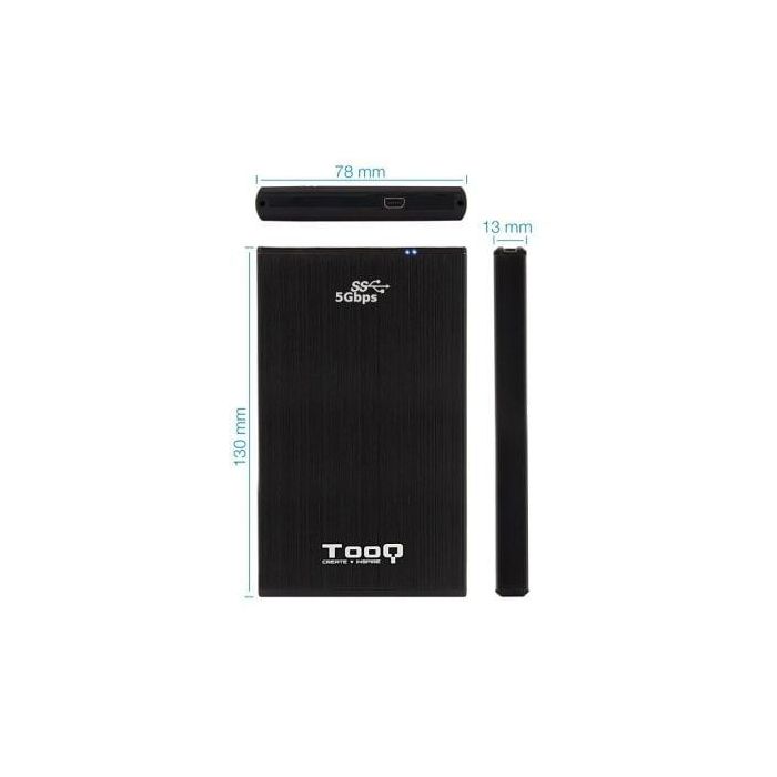 TooQ TQE-2522B Caja Externa para Disco Duro 2.5" USB 3.1 (5Gbps) con Soporte UASP SATA III hasta 4TB Aluminio Negro 3 TooQ TQE-2522B Caja Externa para Disco Duro 2.5" USB 3.1 (5Gbps) con Soporte UASP SATA III hasta 4TB Aluminio Negro 3