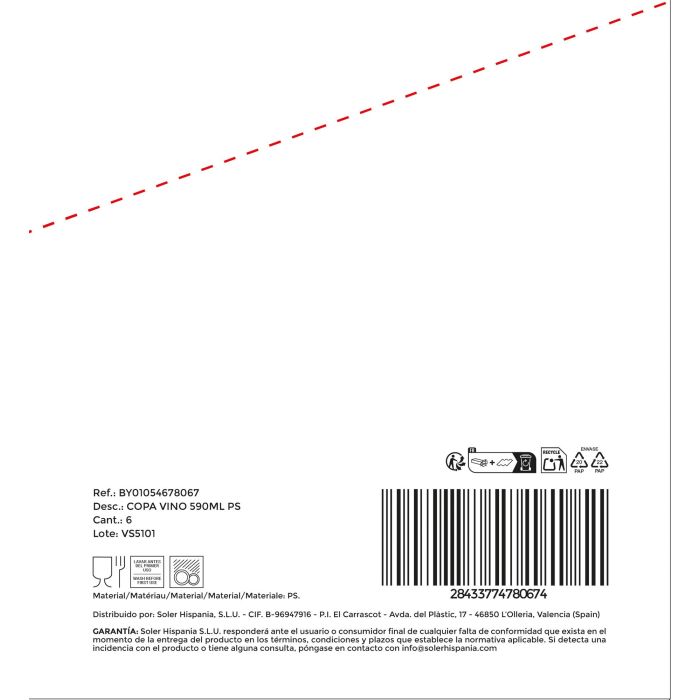 Inde Copa Vino 590 ml Ps La Mediterranea 21.1 cm alto x 9.6 cm ancho x 6.5 cm largo 4
