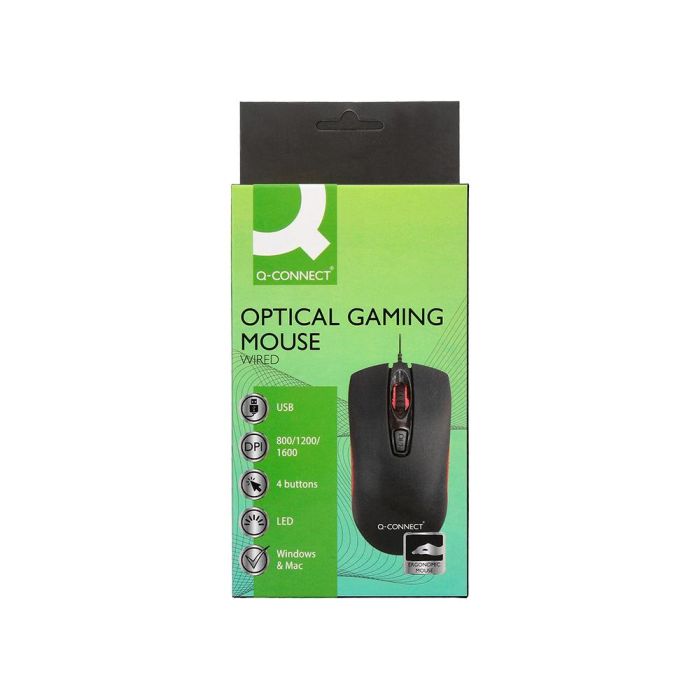 Raton Q-Connect Gaming Optico Con Cable 800-1200-1600 Dpi 4 Botones Iluminacion Led Negro 5