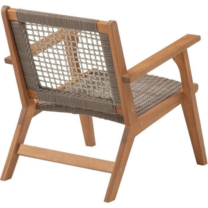 Bora Sillón de Jardín Bajo de Madera de Acacia con Certificación FSC y Resina de Mimbre - Medidas: An. 60 x Pr. 76 x Al. 73 cm 2