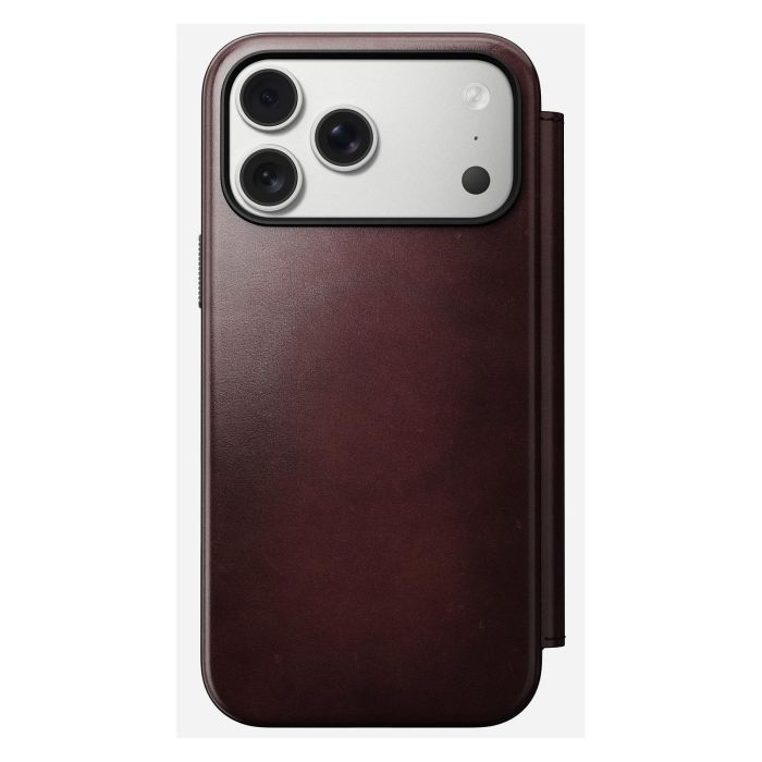 Nomad iPhone 17 Pro Max Folio de Cuero Moderno Chromexcel Borgoña 4