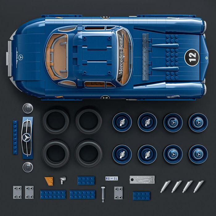 MEGA BLOKS Hww25 Mercedes-Benz 300 SL 54 Conjunto de Construcción Premium Hot Wheels 1:12 Coche Metálico con 1500 Bloques 4