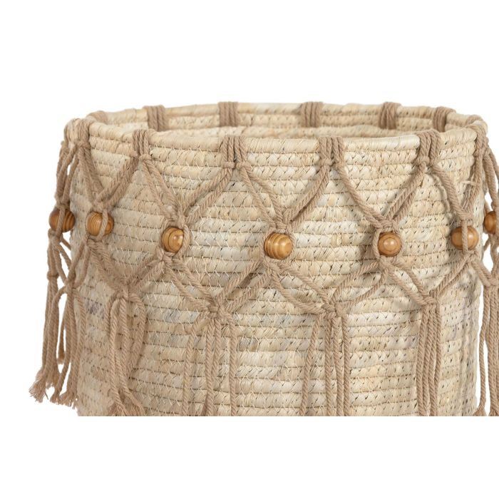 Cesta Boho DKD Home Decor Natural Blanco 38 x 35 x 38 cm Set de 3 (2 Unidades) 1