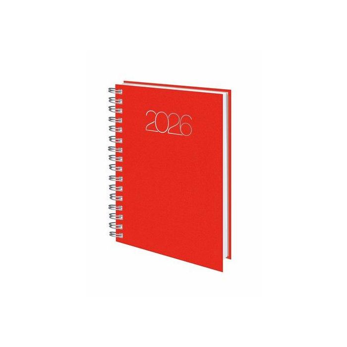 Deusto D08 B31 Dietario Agenda 2026 Base Wire'O 14.1x20.5 cm 336 Páginas Multilingüe Rojo