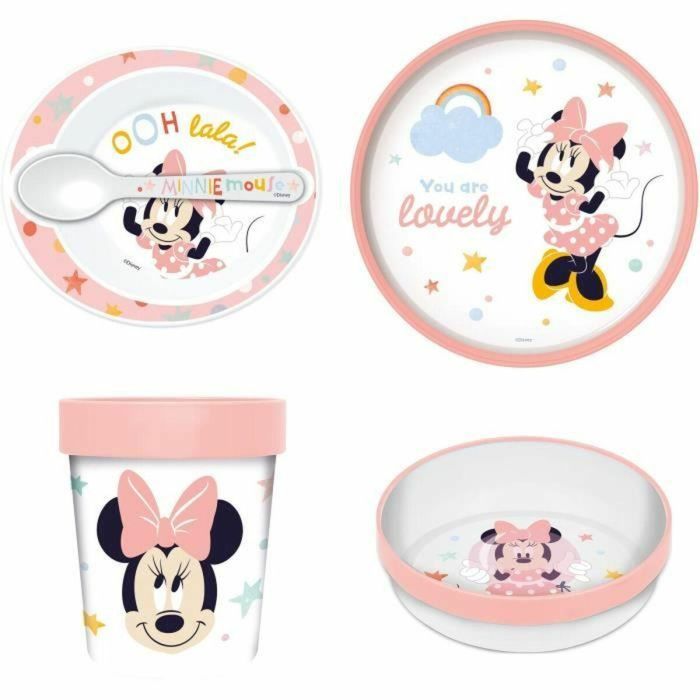 Thermobaby THE3023190133669 Pack Comida Minnie 2ª Edad - 3 Platos, Taza y Cuchara