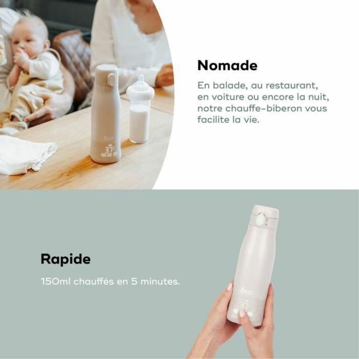 BABYMOOV Calentador de Biberones Portátil Moov & Feed BBM3661276184398 Beige Mineral 340ml Regulación Temperatura 3