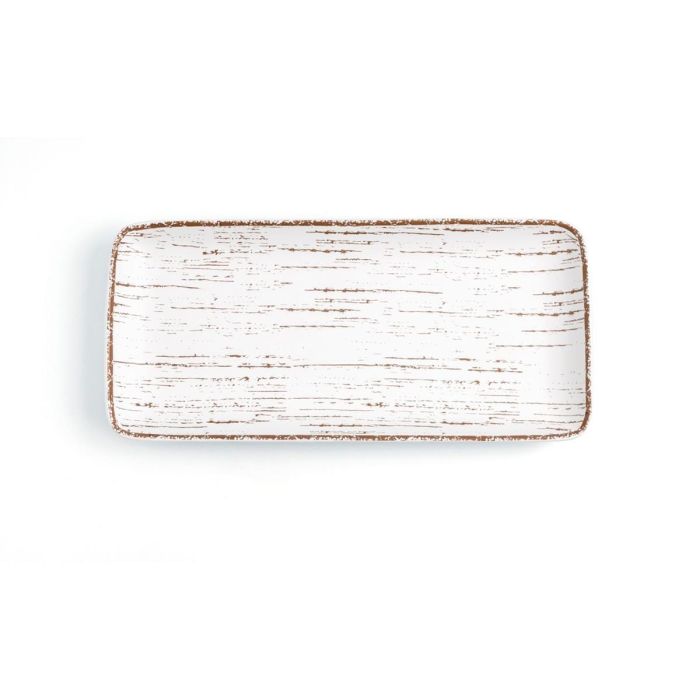 Ariane Fuente Rectangular Porcelana Tornado White 36x16,5 cm (6 Unidades) Apilable, Profesional, Apto Horno y Microondas, Resistente al Choque Térmico