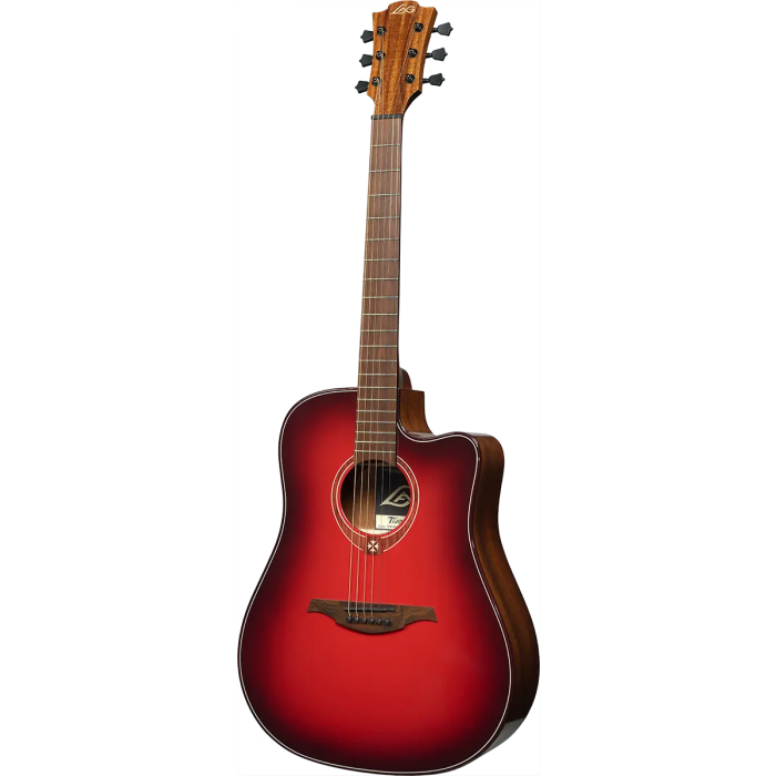 LAG Guitarra Acústica Electroacústica Dreadnought A/E Cutaway Edición Limitada Red Burst 2