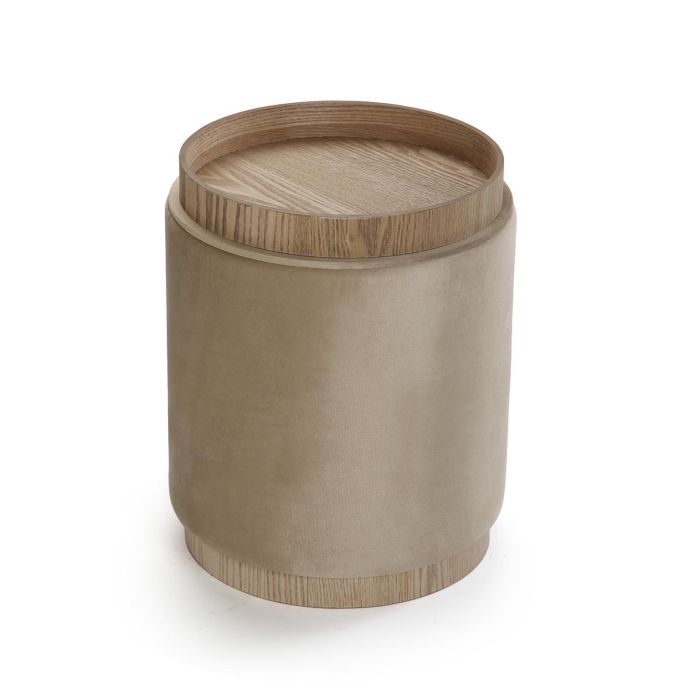 Puff Con Almacenamiento Y Bandeja Velvet Beige Versa 42X35CM 3 Puff Con Almacenamiento Y Bandeja Velvet Beige Versa 42X35CM 3