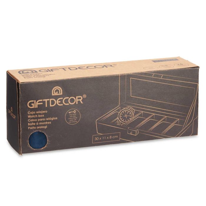 Caja Relojero 6 Huecos Con Llave Azul Petroleo Giftdecor 30X8CM (6 Unidades) 2 Caja Relojero 6 Huecos Con Llave Azul Petroleo Giftdecor 30X8CM (6 Unidades) 2