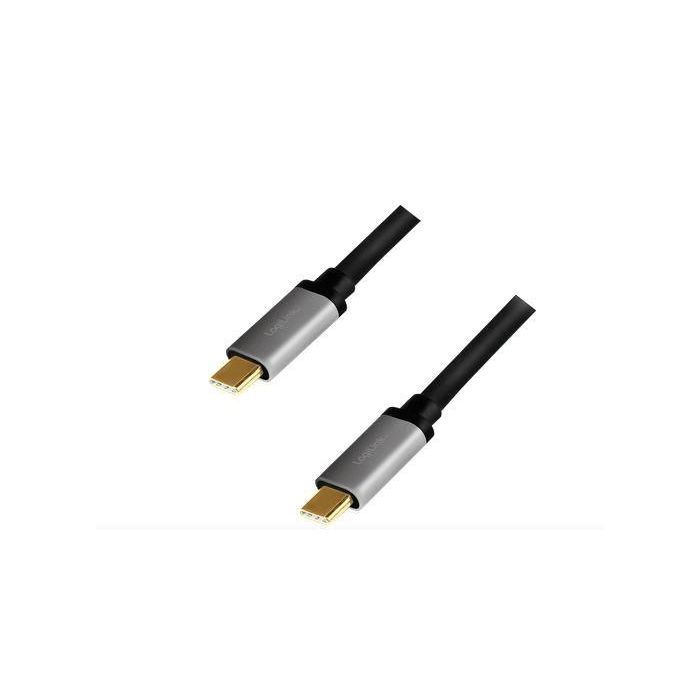 LogiLink USB 2.0 Type-C cable, C/M to USB-C/M, E-mark, PD, alu, black/grey, 1.5 m LogiLink USB 2.0 Type-C cable, C/M to USB-C/M, E-mark, PD, alu, black/grey, 1.5 m