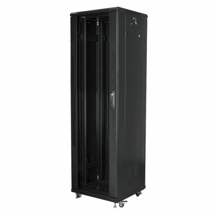 Lanberg FF01-6642-12B Armario Rack 42U Independiente Negro, Capacidad 800 kg, IP20, Bloqueo Teclado, Patas y Rieles Ajustables
