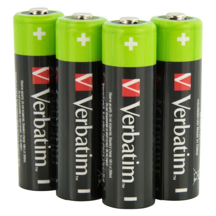 Verbatim Pilas Recargables Premium HR6 AA, 1.2V, 2500mAh, Pack de 4 2