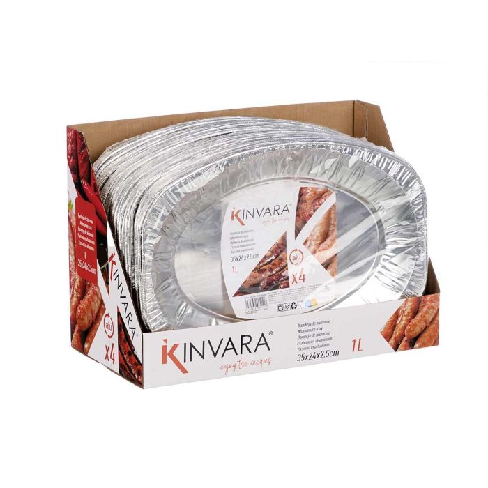 Set 4 Bandejas Ovaladas Aluminio 35X24Cm Kinvara (24 Unidades) 2 Set 4 Bandejas Ovaladas Aluminio 35X24Cm Kinvara (24 Unidades) 2