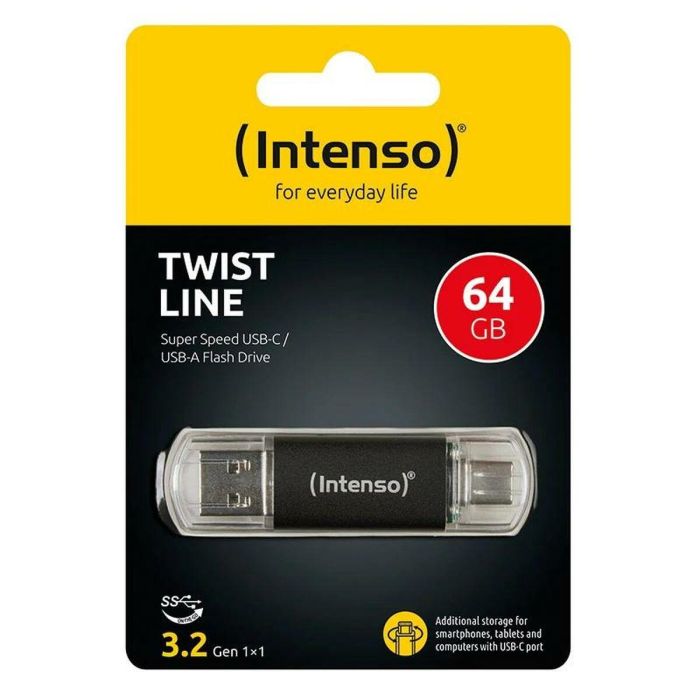 Memoria USB INTENSO Twist Line 256 GB Antracita (2 Unidades) 8 Memoria USB INTENSO Twist Line 256 GB Antracita (2 Unidades) 8