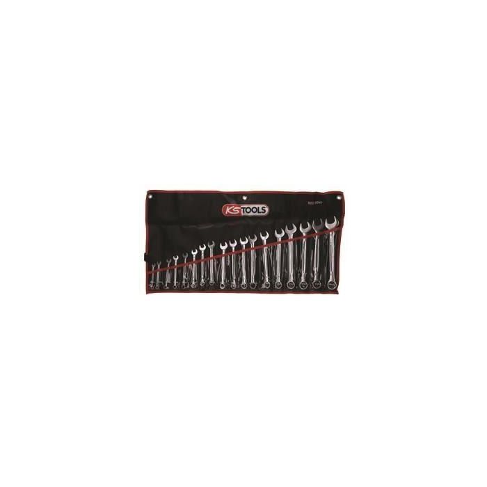 Juego de llaves combinadas métricas de 18 piezas - KS TOOLS - 922.0047 - En estuche - 6 a 24 mm - Ángulo de horquilla de ojo inclinado 15° 0 Juego de llaves combinadas métricas de 18 piezas - KS TOOLS - 922.0047 - En estuche - 6 a 24 mm - Ángulo de horquilla de ojo inclinado 15° 0