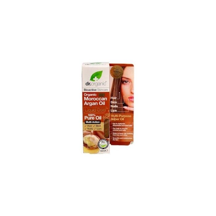 DR. ORGANIC Aceite de Argán Puro Marroquí 50ml para Piel, Cabello y Uñas
