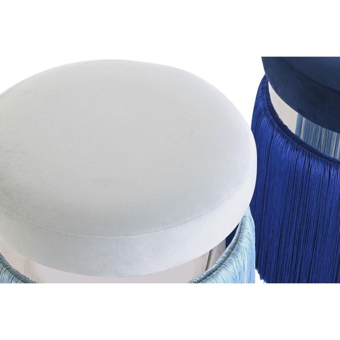 DKD Home Decor Reposapies Atlantico Set 2 Unidades Azul Marino y Celeste 35x35x41 cm Poliester Metal con Flecos 1 DKD Home Decor Reposapies Atlantico Set 2 Unidades Azul Marino y Celeste 35x35x41 cm Poliester Metal con Flecos 1
