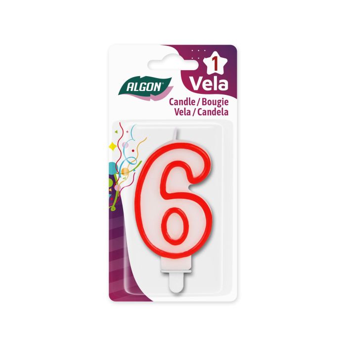 Vela Blanca con Borde Rojo 7 cm N.6 Algon (36 Unidades) 1 Vela Blanca con Borde Rojo 7 cm N.6 Algon (36 Unidades) 1