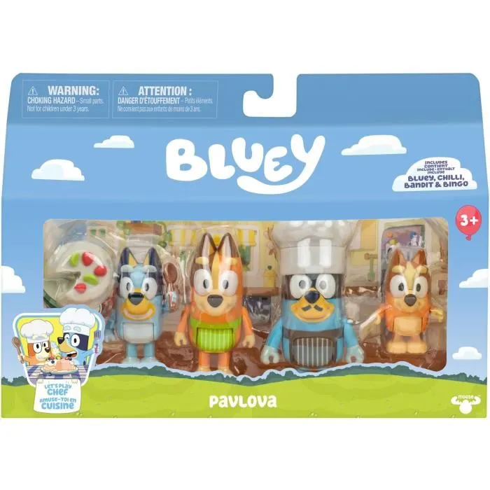 Moose Bluey Pack 4 Figuras Chef 18916 Bluey, Bingo, Bandit y Chilli Muñecos +3 Años 4