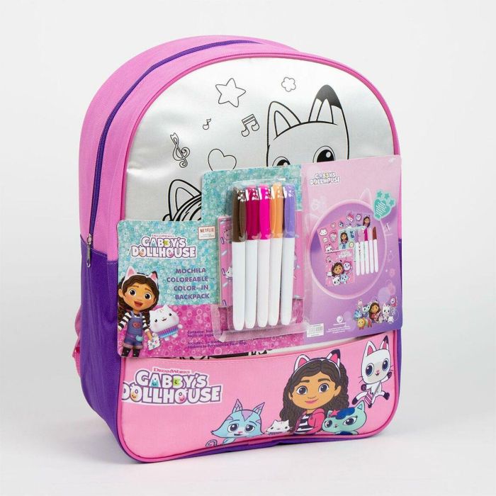 Cerdá Diy Set Mochila Escolar Gabby's Dollhouse Rosa 30x38x14 cm para Personalizar Niñas +3 años 2 Cerdá Diy Set Mochila Escolar Gabby's Dollhouse Rosa 30x38x14 cm para Personalizar Niñas +3 años 2