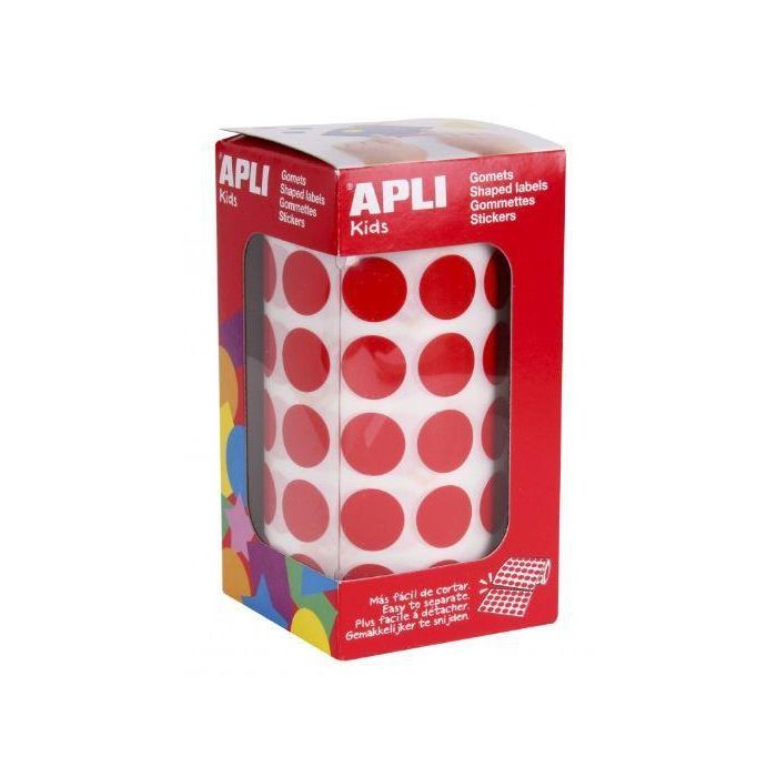 Apli Gomets Redondos 15 mm Rollo Rojo -Rollo 2832 Unidades- Apli Gomets Redondos 15 mm Rollo Rojo -Rollo 2832 Unidades-