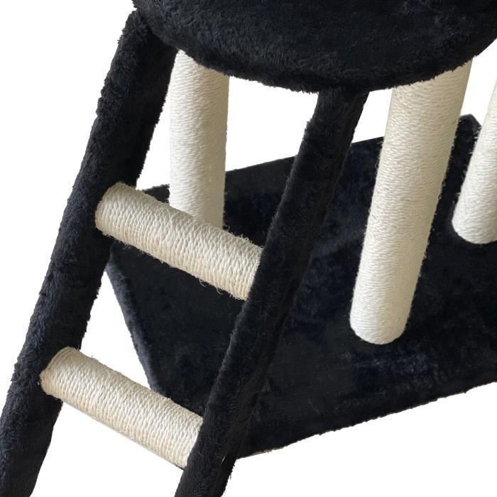 JIPSY ALC14 Árbol para gatos mediano, con nicho y percha, 3 plataformas, Negro, 79x34x138 cm 4 JIPSY ALC14 Árbol para gatos mediano, con nicho y percha, 3 plataformas, Negro, 79x34x138 cm 4