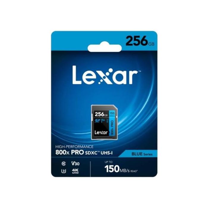 Lexar LSD0800P256G-BNNNG Tarjeta SDXC Profesional 800X 256GB UHS-I U3 V30 hasta 150MB/s Lectura