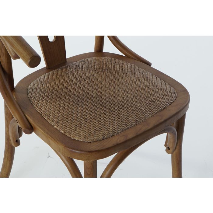 DKD Home Decor Silla Horeca Rustic fuyang Horeca cottage Olmo Ratan Marron 56 x 50 x 76 cm (2 Unidades) 1