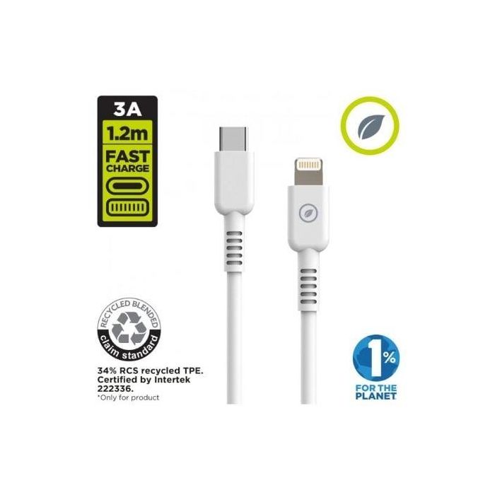 Cable USB 2.0 Tipo-C Lightning Muvit For Change MCUSC0006/ USB Tipo-C Macho - Lightning/ Hasta 27W/ 1.2m/ Blanco 1