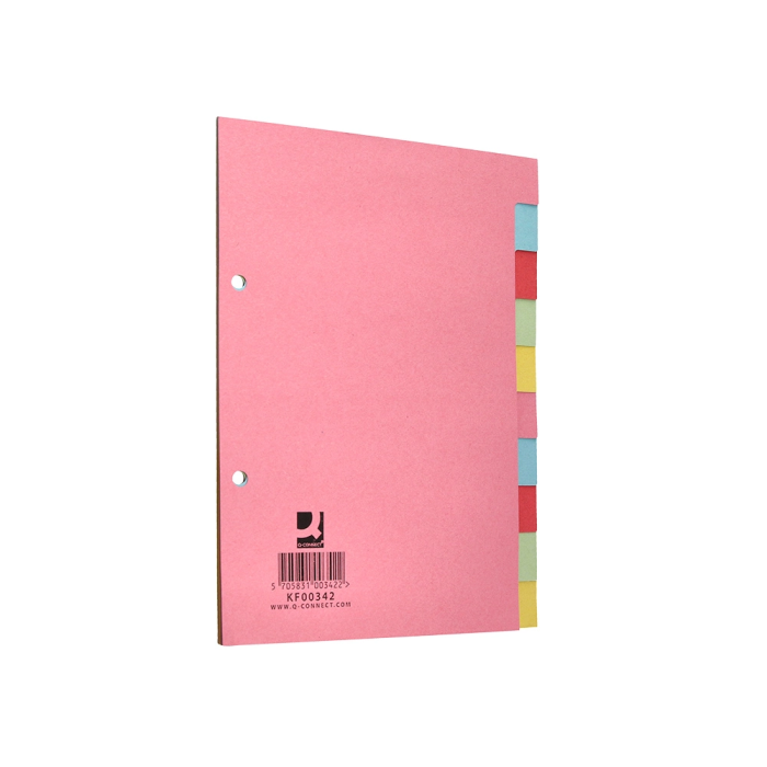 Q-connect Separador Cartulina DIN A5 Juego de 10 Separadores con Pestañas Colores Pastel Certificado Blue Angel y PEFC 4