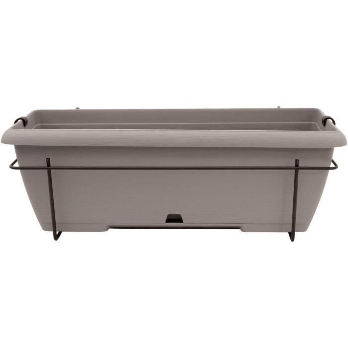 Kit de macetero con soporte metálico y bandeja integrada - GARDEN ID Teramo - Taupe 50 cm - Efecto piedra - Reciclado/reciclable 2 Kit de macetero con soporte metálico y bandeja integrada - GARDEN ID Teramo - Taupe 50 cm - Efecto piedra - Reciclado/reciclable 2